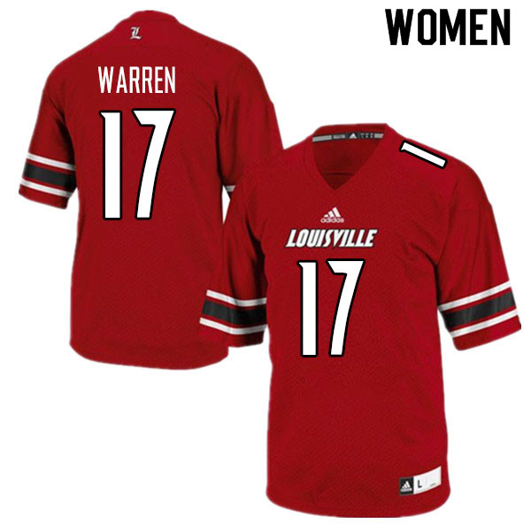 Women #17 Will Warren Louisville Cardinals College Football Jerseys Sale-Red - Click Image to Close